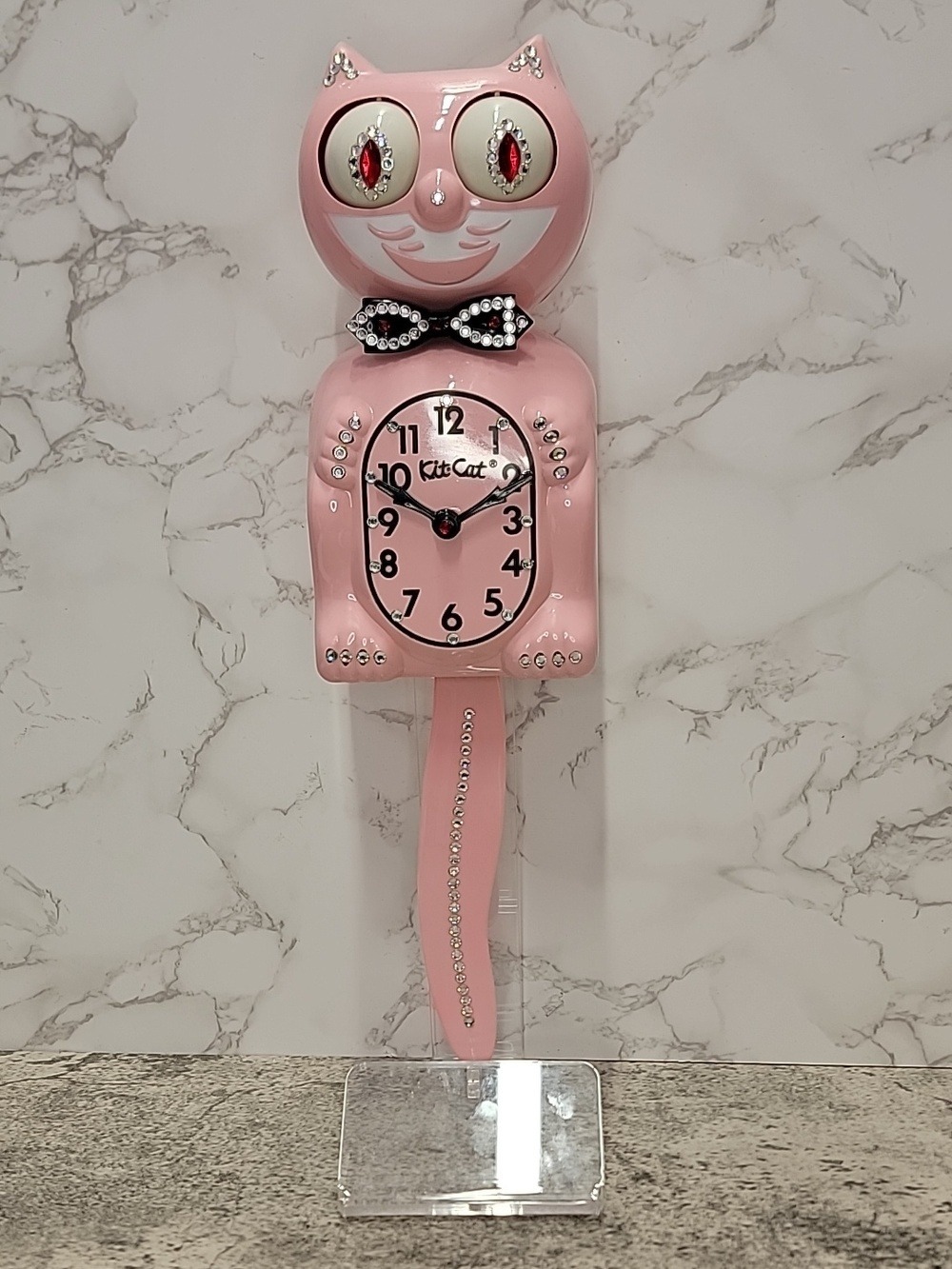 Super Rare Vintage Light Pink Jeweled Kit-Cat Klock - Picture 2 of 9